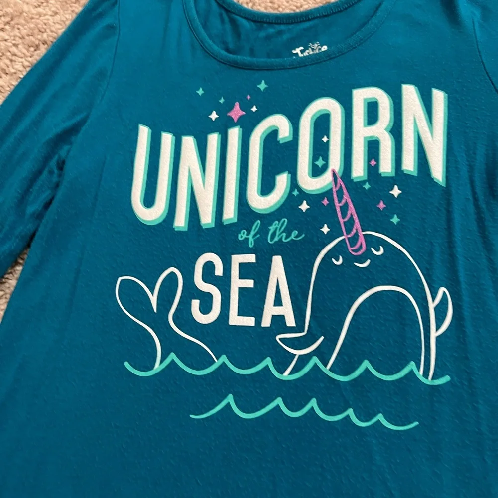 Justice Unicorn of the Sea Narwhal Outfit shirt size 12 legging 14/16